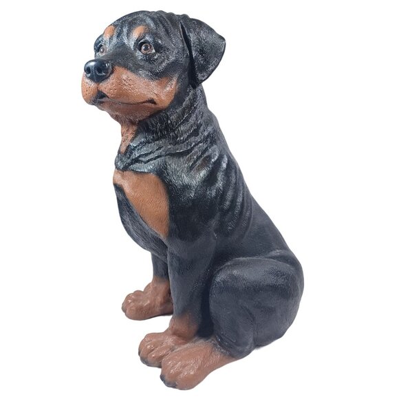 Vtg 12" Realistic Rottweiler Puppy Statue Figurine Glass Eyes Universal Statuary - Picture 8 of 11